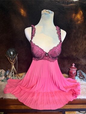 Women's Pink Lace Babydoll Nightdress M NWOT (1600)